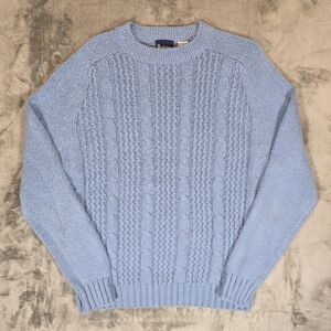 Vintage Laurentien Blue Cabel Knit Acrylic Sweater Size XL